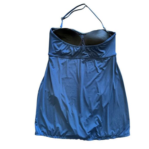 Garnet Hill Ruched Swim Dress Size 16 Navy Blue Padded Underwired Resortwear - Picture 6 of 10